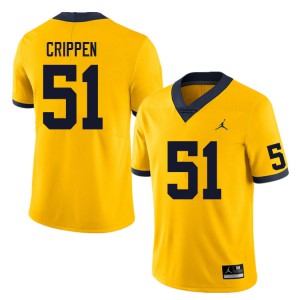 Mens Michigan Wolverines #51 Greg Crippen Yellow Official Jerseys 883234-707