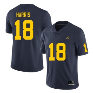 Men University of Michigan #18 Keshaun Harris Navy Stitch Jerseys 664821-190