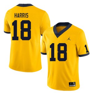 Men University of Michigan #18 Keshaun Harris Yellow High School Jersey 386570-557