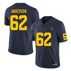 Mens Michigan Wolverines #62 Raheem Anderson Navy NCAA Jerseys 824722-262