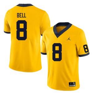 Men Michigan #8 Ronnie Bell Yellow Football Jerseys 746039-956