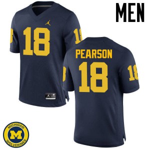 Men University of Michigan #18 AJ Pearson Navy Football Jersey 436827-583