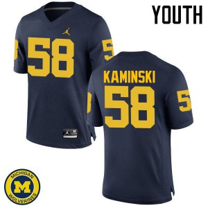 Youth University of Michigan #58 Alex Kaminski Navy College Jersey 420016-454