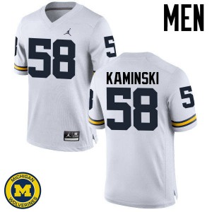 Men Wolverines #58 Alex Kaminski White Embroidery Jerseys 859827-471