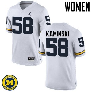 Womens Michigan #58 Alex Kaminski White Player Jersey 822094-763