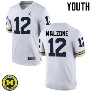 Youth Michigan #12 Alex Malzone White Player Jersey 199982-488