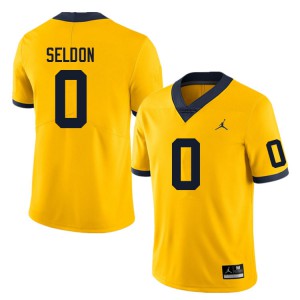 Mens Michigan Wolverines #0 Andre Seldon Yellow Embroidery Jersey 872749-845