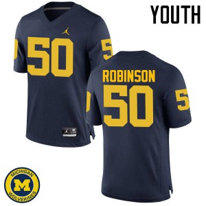 Youth Wolverines #50 Andrew Robinson Navy College Jersey 104801-252