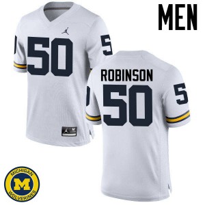 Mens Michigan #50 Andrew Robinson White High School Jerseys 681028-652