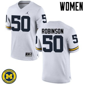 Women Wolverines #50 Andrew Robinson White Official Jersey 110504-114