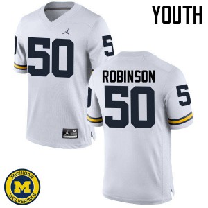 Youth Michigan Wolverines #50 Andrew Robinson White College Jersey 921947-326
