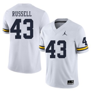 Men's Wolverines #43 Andrew Russell White College Jersey 680537-635