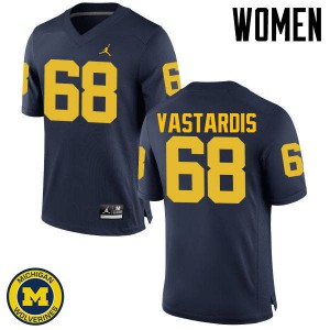 Women's Michigan Wolverines #68 Andrew Vastardis Navy Official Jerseys 857247-674