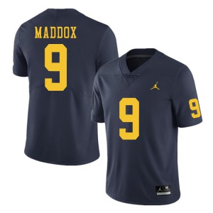 Men's Wolverines #9 Andy Maddox Navy Stitched Jerseys 891325-929
