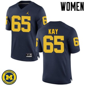Women's University of Michigan #65 Anthony Kay Navy Alumni Jerseys 877440-681