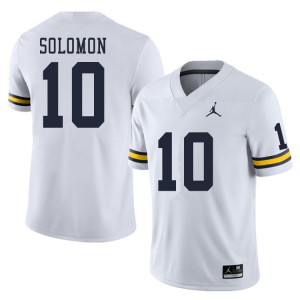Mens Michigan #10 Anthony Solomon White Official Jersey 116469-143