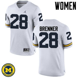 Women's Michigan Wolverines #28 Austin Brenner White Official Jersey 319148-896