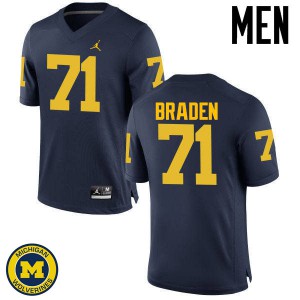 Men's Michigan Wolverines #71 Ben Braden Navy Football Jersey 383206-751