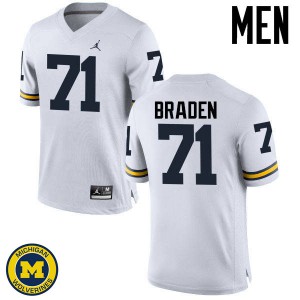 Mens Wolverines #71 Ben Braden White High School Jerseys 463050-312