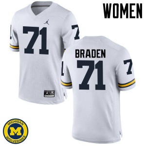 Womens Michigan #71 Ben Braden White High School Jerseys 541384-651