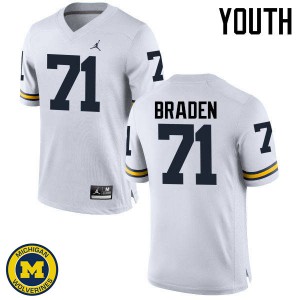 Youth University of Michigan #71 Ben Braden White Alumni Jersey 165502-115