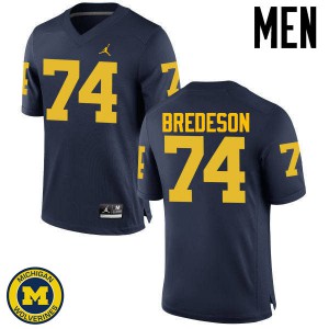Men's Michigan Wolverines #74 Ben Bredeson Navy Football Jersey 877402-464