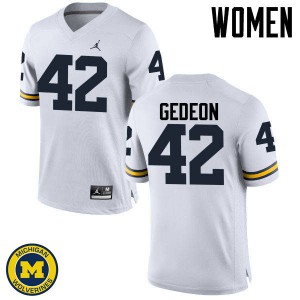 Women's University of Michigan #42 Ben Gedeon White NCAA Jerseys 452408-855