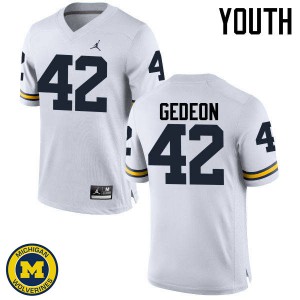 Youth Wolverines #42 Ben Gedeon White Stitched Jersey 530875-374