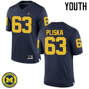 Youth Michigan #63 Ben Pliska Navy Football Jersey 952061-215