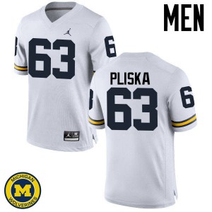 Men Michigan #63 Ben Pliska White Player Jerseys 349700-106