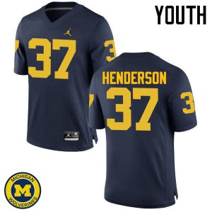 Youth Michigan Wolverines #37 Bobby Henderson Navy Official Jerseys 840347-164