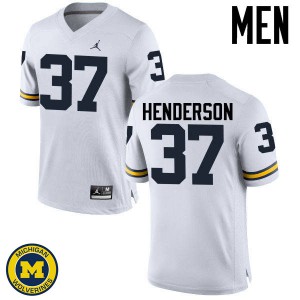 Men's University of Michigan #37 Bobby Henderson White Embroidery Jersey 116684-362