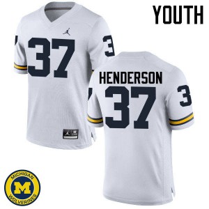 Youth University of Michigan #37 Bobby Henderson White Stitch Jersey 972870-957
