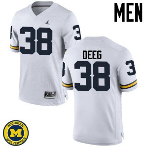 Mens University of Michigan #38 Bradley Deeg White College Jersey 186462-281