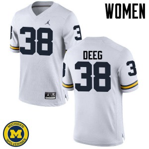 Womens Michigan #38 Bradley Deeg White Football Jersey 451475-703