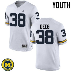 Youth Michigan #38 Bradley Deeg White University Jerseys 386410-406
