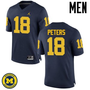 Men Michigan Wolverines #18 Brandon Peters Navy Football Jersey 656724-517