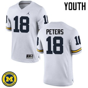 Youth Michigan #18 Brandon Peters White Embroidery Jersey 115144-613