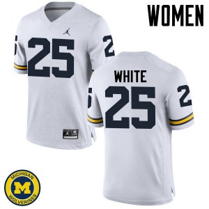 Women's University of Michigan #25 Brendan White White Football Jersey 918455-864