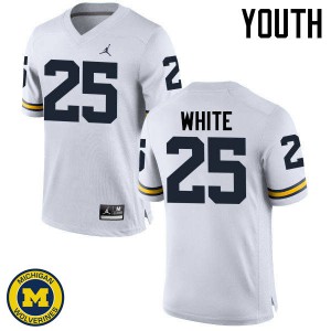 Youth University of Michigan #25 Brendan White White Stitched Jerseys 840133-955