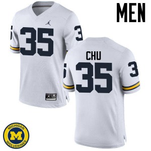 Men Wolverines #35 Brian Chu White Embroidery Jersey 655316-882