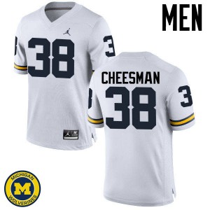 Men's Wolverines #38 Cameron Cheesman White Football Jerseys 984965-887