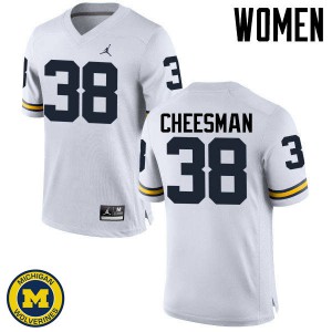 Womens Michigan #38 Cameron Cheesman White Embroidery Jersey 830420-696