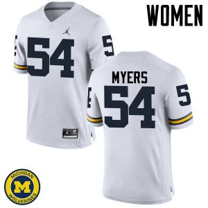 Women University of Michigan #54 Carl Myers White College Jersey 423394-944