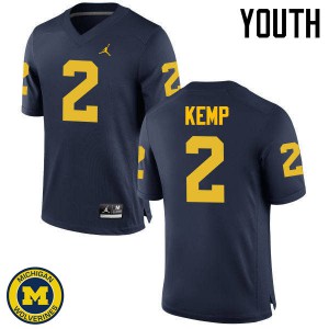 Youth Michigan Wolverines #2 Carlo Kemp Navy Embroidery Jerseys 600431-381