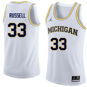 Mens University of Michigan #33 Cazzie Russell White Embroidery Jersey 735609-541