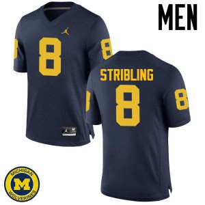 Men Michigan #8 Channing Stribling Navy Stitched Jerseys 195735-266