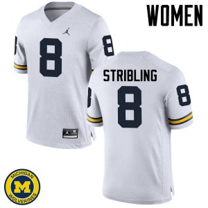 Women's Michigan Wolverines #8 Channing Stribling White Player Jersey 293953-999