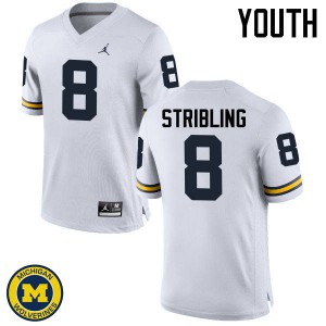 Youth Michigan #8 Channing Stribling White College Jersey 246413-615