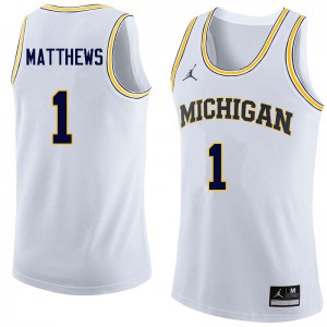 Men Michigan #1 Charles Matthews White University Jersey 189894-580